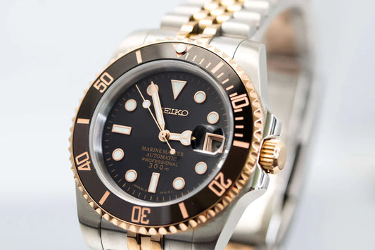 XP Mod Sub-Diver "Two Tone Black Diver" con movimiento NH35, cristal zafiro y acero 316L | XP Watch Co.