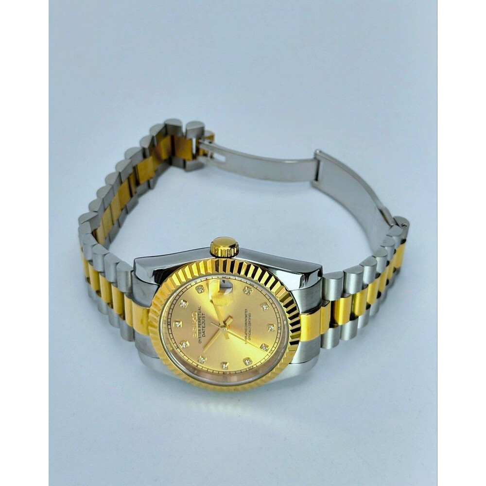 DJ-Fluted Two-Tone Gem Gold - Reloj personalizado con cristal de zafiro y acero inoxidable 316L | XP Watch Co.