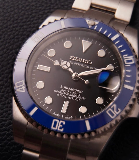 Sub-Diver "Blue Black" (Cookie Monster) - Reloj personalizado con cristal de zafiro y acero 316L | XP Watch Co.