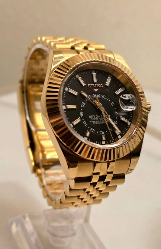 Sky-Dweller Gold "Negro" - Reloj personalizado con cristal de zafiro y movimiento automático NH35 | XP Watch Co.