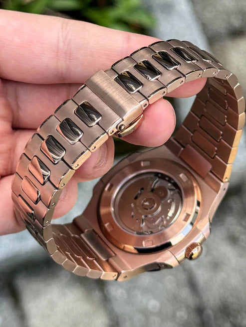 Nautic Mod "Rose Gold Chocolate" - Reloj personalizado con movimiento automático NH35 y acero inoxidable 316L | XP Watch Co.