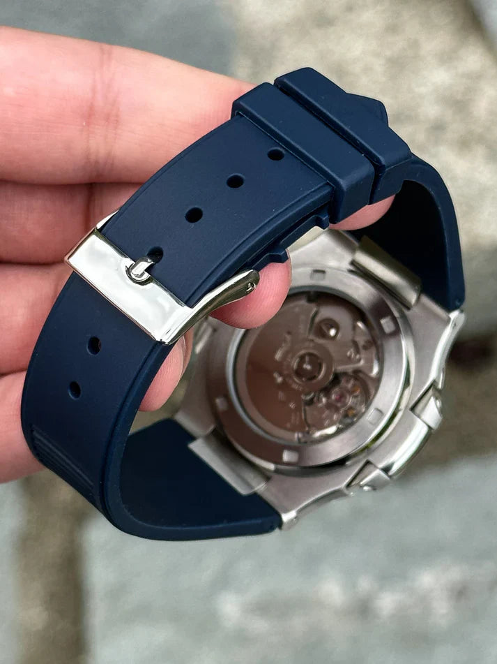 Nautic Mod "Navy Blue" Rubber - Reloj personalizado con movimiento automático NH35 y cristal de zafiro | XP Watch Co.