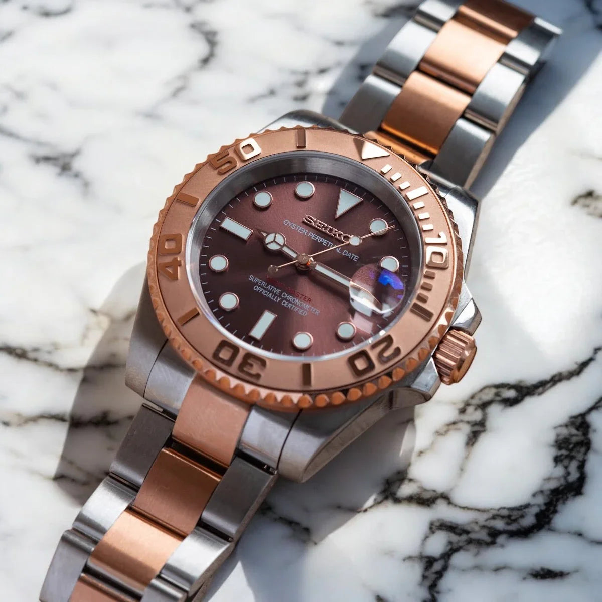 Yacht Master "Rose" - Reloj personalizado con cristal de zafiro y acero inoxidable 316L | XP Watch Co.