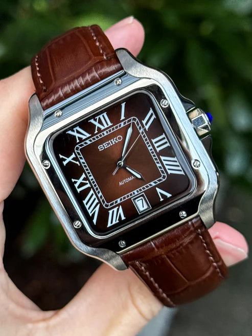 XP Mod S-Aviator Mod "Brown Roman" Leather con movimiento NH35 automático, cristal zafiro y acero 316L | XP Watch Co.