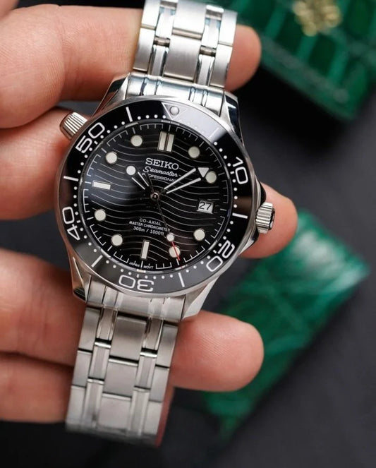Mod Seamaster Diver Black - Reloj personalizado con movimiento automático NH35 y cristal de zafiro | XP Watch Co.
