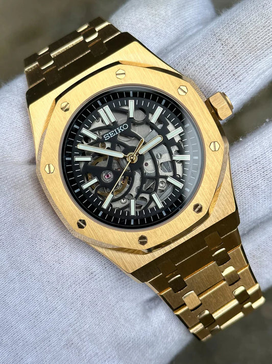 Reloj Automático XP Mod XP Mod ROAK "Skeleton Gold" movimiento NH70 automático acero 316L y cristal zafiro | XP Watch Co.