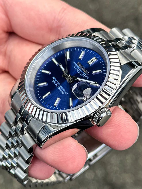 DJ-Fluted "Blue" - Reloj personalizado con cristal de zafiro y acero inoxidable 316L | XP Watch Co.