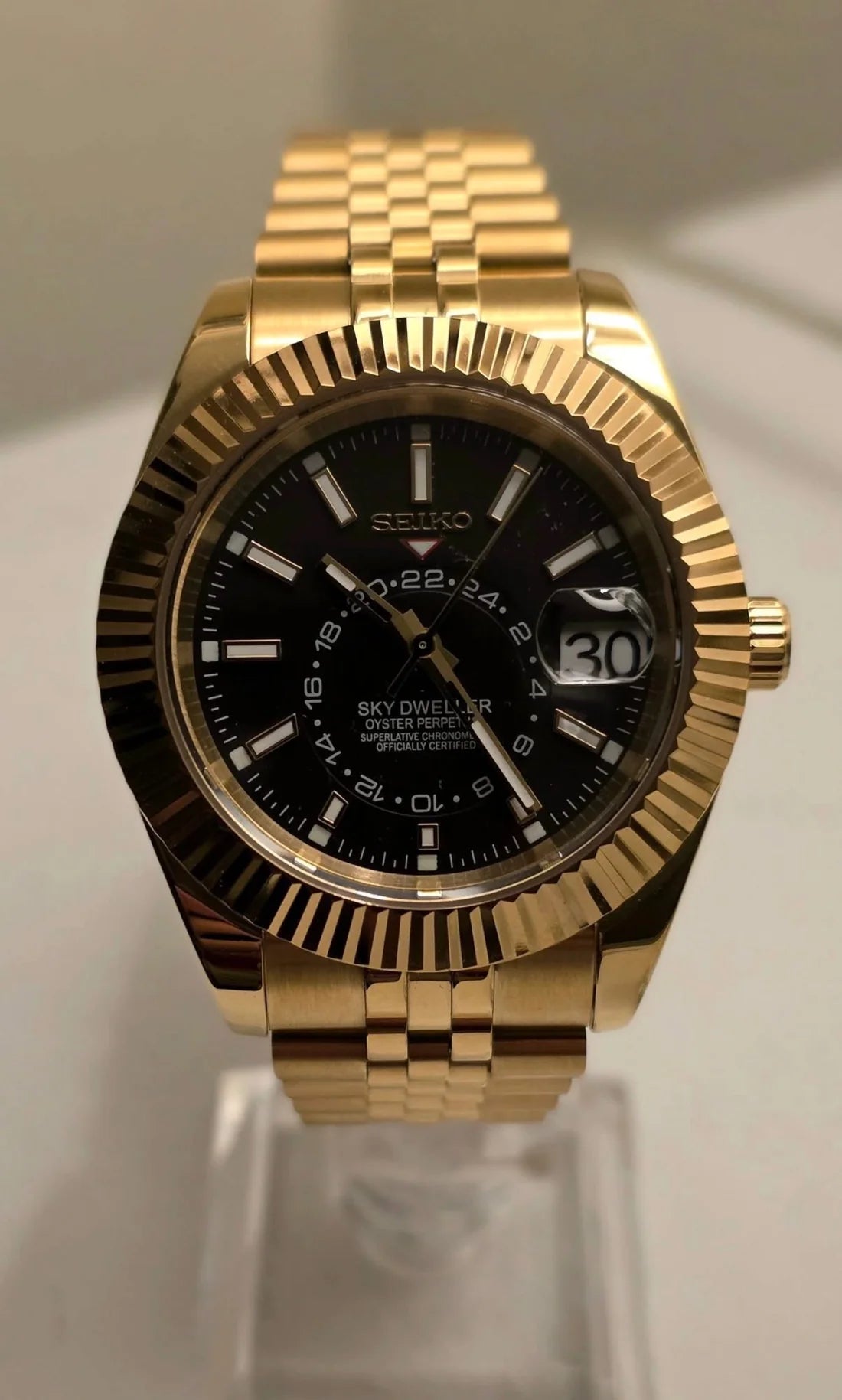 Sky-Dweller Gold "Negro" - Reloj personalizado con cristal de zafiro y acero inoxidable 316L | XP Watch Co.