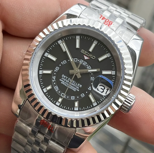 Sky-Dweller "Negro" con movimiento NH35, cristal zafiro y acero 316L | XP Watch Co.