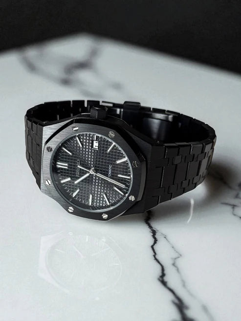 ROAK "Classic Black" - Reloj personalizado con movimiento automático NH35 y cristal de zafiro | XP Watch Co.