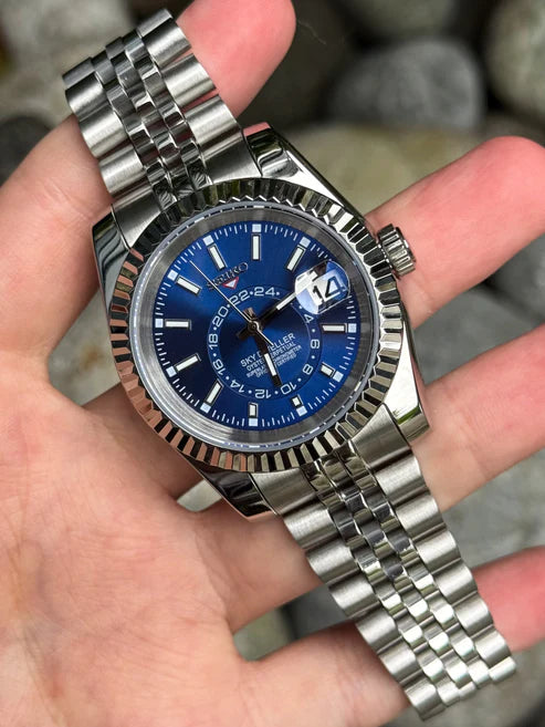 Sky-Dweller "Azul" - Reloj personalizado con cristal de zafiro y acero inoxidable 316L | XP Watch Co.