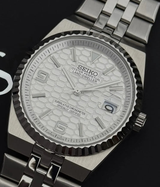Land-Dweller Mod "Fresh White" Dial - Reloj personalizado con movimiento automático NH35 y acero inoxidable 316L | XP Watch Co.