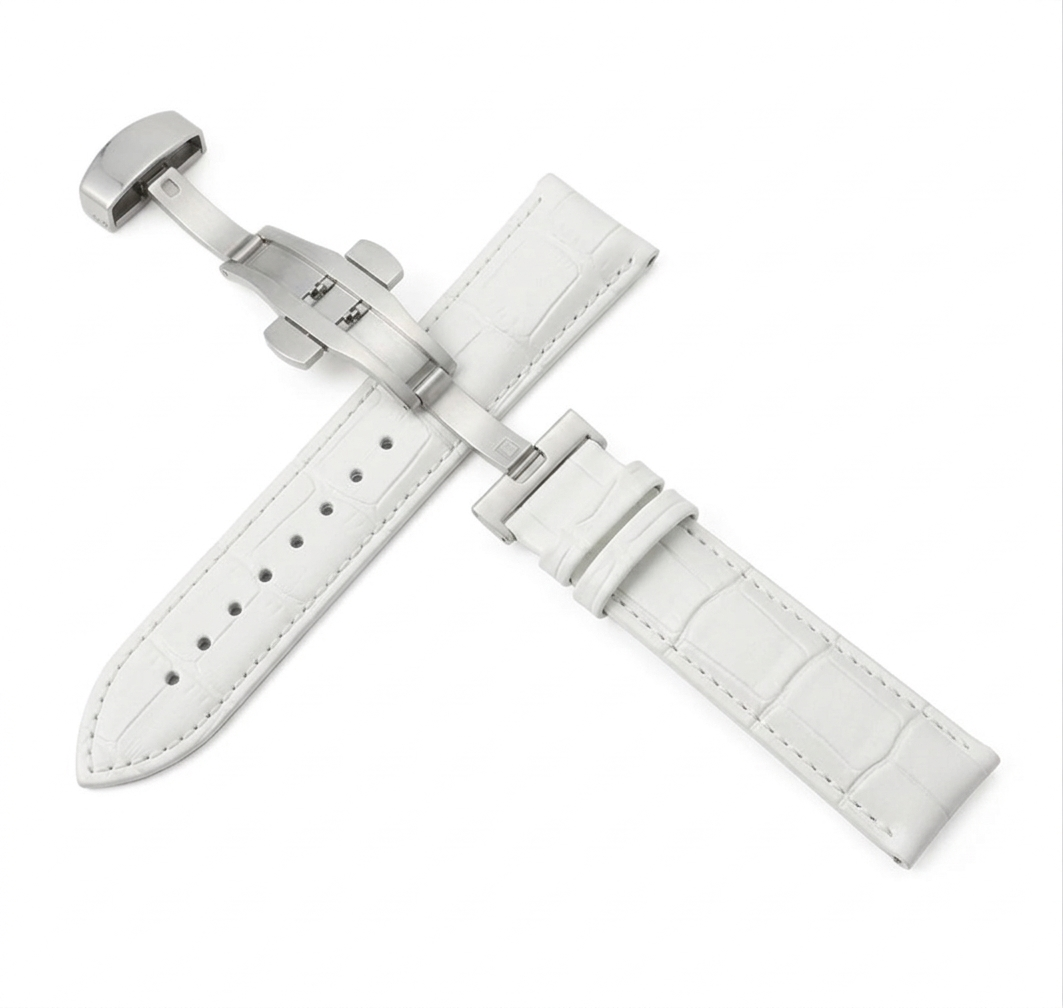 Nautic Strap - Cuero - Correa blanca de cuero con hebilla desplegable en acero 316L | XP Watch Co.