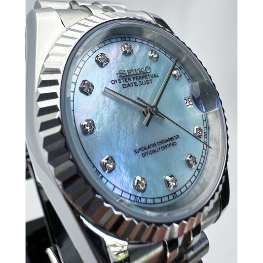 Reloj Automático XP Mod XP Mod DJ-Fluted "Silver" Ice Pearl con movimiento NH70, cristal zafiro y acero 316L | XP Watch Co.