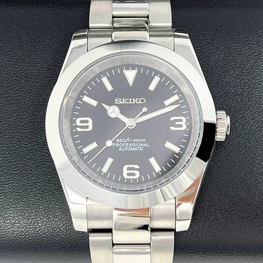 DJ-Fluted "Black" (Non-Fluted Bezel) - Reloj personalizado con movimiento automático NH35 y acero inoxidable 316L | XP Watch Co.