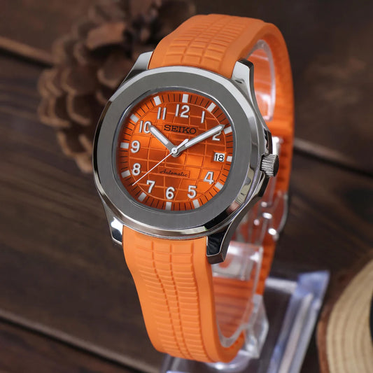 Aqua-Tropic Mod "Orange" - Reloj personalizado con movimiento automático NH35 y cristal de zafiro | XP Watch Co.