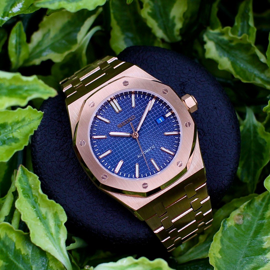 Reloj Automático XP Mod XP Mod ROAK "Gold" Blue con movimiento NH35 automático, cristal zafiro y acero 316L | XP Watch Co.