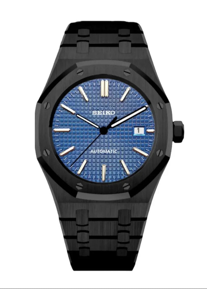 ROAK "Black - Blue" - Reloj personalizado con movimiento automático NH35 y cristal de zafiro | XP Watch Co.