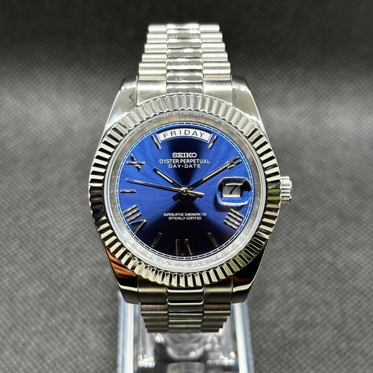 DD-President "Royal Blue Roman" - Reloj personalizado con cristal de zafiro y acero inoxidable 316L | XP Watch Co.