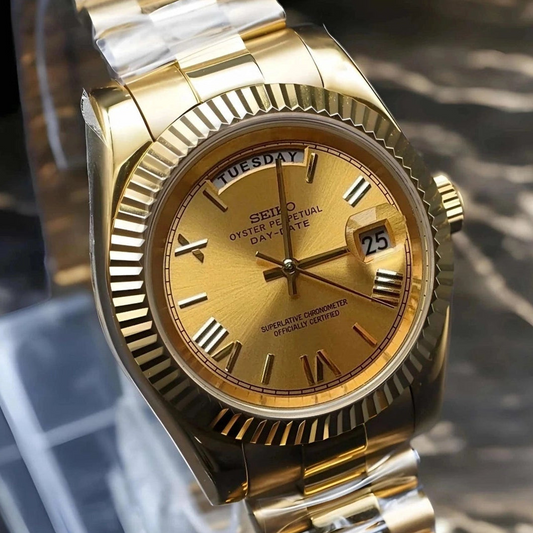 Reloj Automático XP Mod XP Mod DD-President "Gold Roman" con movimiento VK63, cristal zafiro y acero 316L | XP Watch Co.