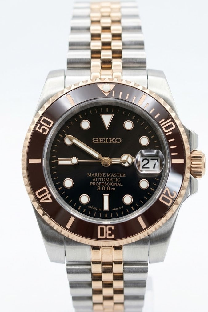 Sub-Diver "Two Tone Black Diver" - Reloj personalizado con cristal de zafiro y acero inoxidable 316L | XP Watch Co.