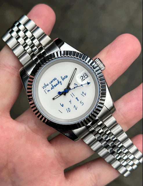 DJ-Fluted "White" (Who Cares..) - Reloj personalizado con movimiento automático NH35 y cristal de zafiro | XP Watch Co.