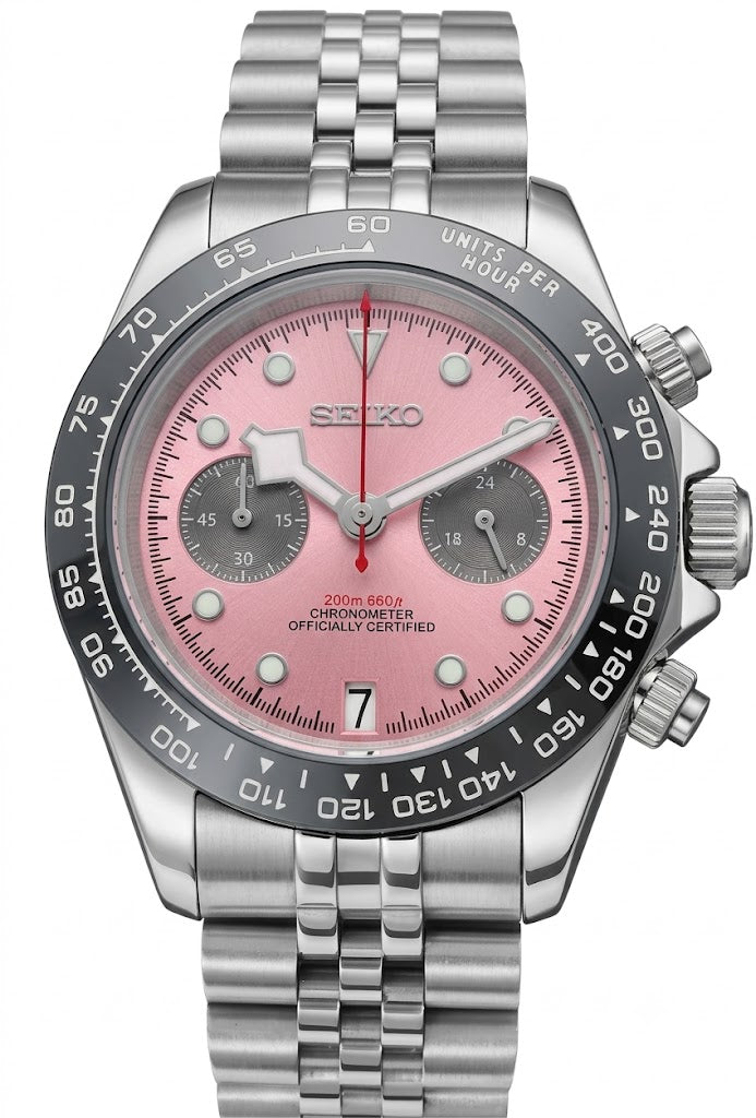 D-Racing "Pink" - Reloj personalizado con acero inoxidable 316L y cristal de zafiro | XP Watch Co.