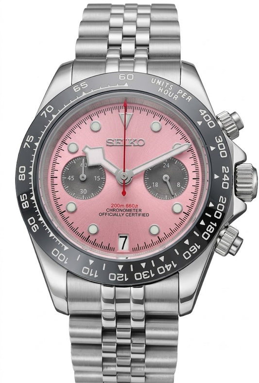 D-Racing "Pink" - Reloj personalizado con acero inoxidable 316L y cristal de zafiro | XP Watch Co.
