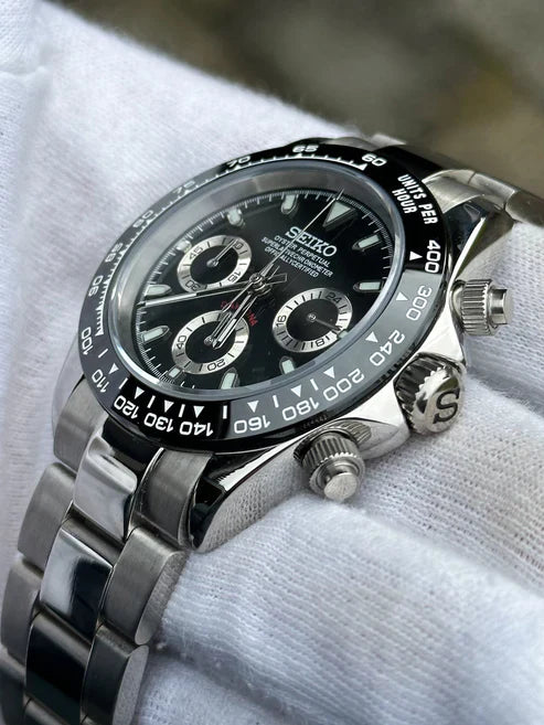 D-Racing "Panda Platinum" - Reloj personalizado con cronógrafo VK63 y cristal de zafiro | XP Watch Co.
