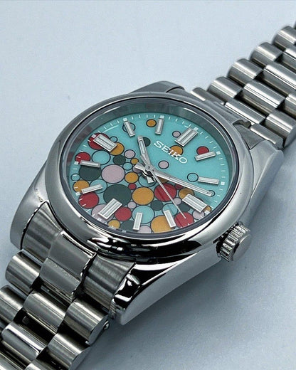 DJ-Fluted "Celebration Bubbles" (Non-Fluted Bezel) - Reloj personalizado con cristal de zafiro y acero 316L | XP Watch Co.