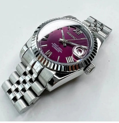 DJ-Fluted "Violet Purple" Roman - Reloj personalizado con movimiento automático NH35 y cristal de zafiro | XP Watch Co.