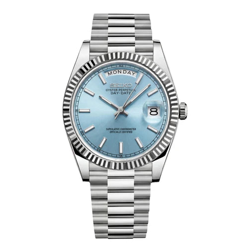 DD-President "Ice Blue" - Reloj personalizado con cristal de zafiro y acero inoxidable 316L | XP Watch Co.