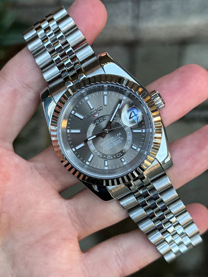 Sky-Dweller "Silver Dial" - Reloj personalizado con cristal de zafiro y acero inoxidable 316L | XP Watch Co.