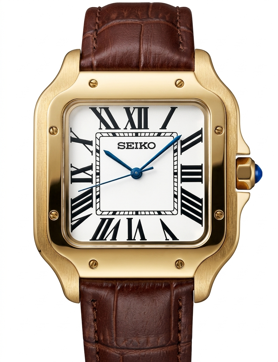 Santeiko Mod "Gold White Roman" Leather - Reloj personalizado con movimiento automático NH35 y cristal de zafiro | XP Watch Co.