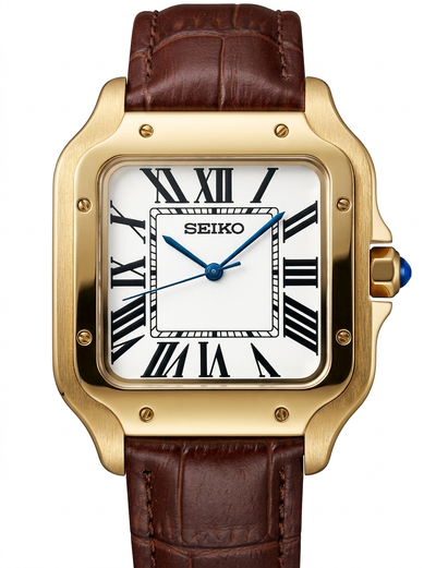 Santeiko Mod "Gold White Roman" Leather - Reloj personalizado con cristal de zafiro y acero 316L | XP Watch Co.
