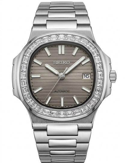 Nautic "Diamond" Grey - Reloj personalizado con cristal de zafiro y movimiento automático NH35 | XP Watch Co.