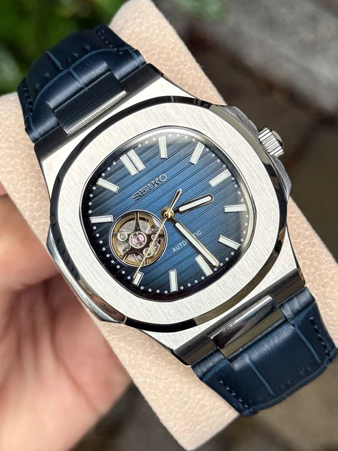 Nautic "Open Heart" Dark Blue - Reloj personalizado con movimiento automático NH35 y cristal de zafiro | XP Watch Co.