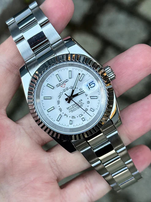 Sky-Dweller "Blanco" con movimiento NH35, cristal zafiro y acero 316L | XP Watch Co.