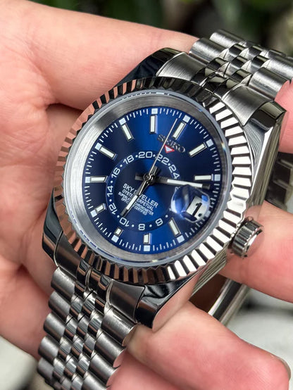 Sky-Dweller "Azul" - Reloj personalizado con movimiento automático NH35 y cristal de zafiro | XP Watch Co.