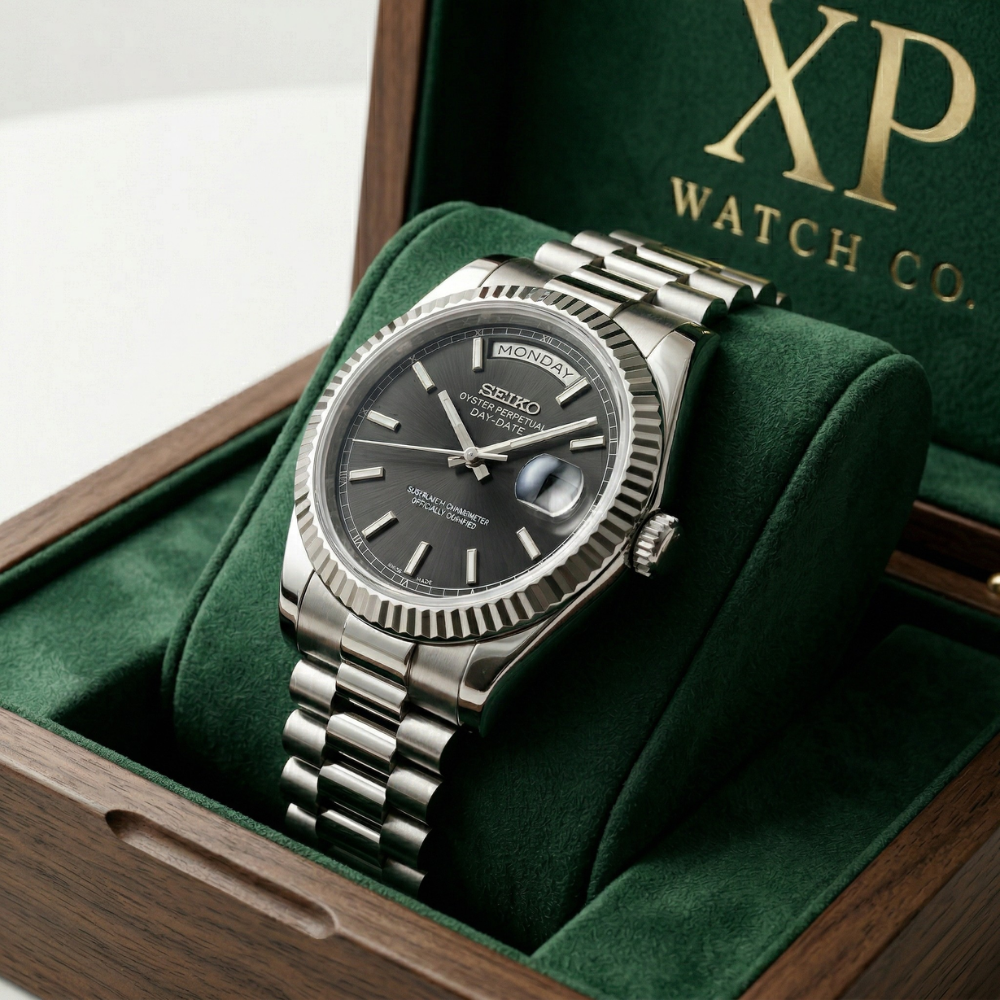 Reloj Automático DD-President "Black" con movimiento NH35, cristal zafiro y acero 316L en estuche XP Watch Co.