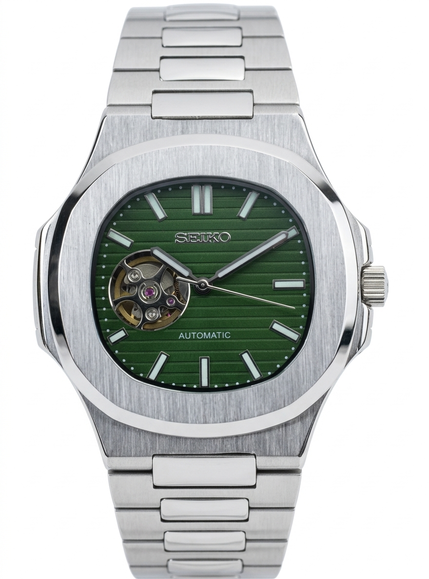 Nautic "Open Heart" Green - Reloj personalizado con movimiento automático NH35 y cristal de zafiro | XP Watch Co.