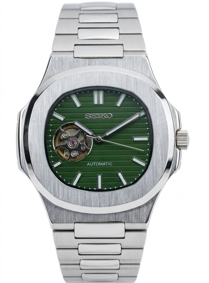 Nautic "Open Heart" Green - Reloj personalizado con movimiento automático NH35 y cristal de zafiro | XP Watch Co.