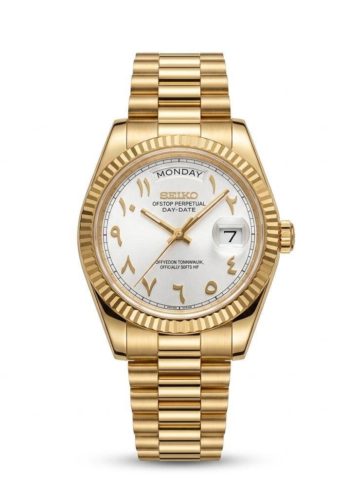 DD-President "Gold White Arabic" - Reloj personalizado con movimiento automático NH35 y cristal de zafiro | XP Watch Co.