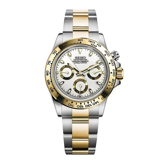 XP Mod D-Racing Reloj Automático XP Mod "Two Tone Gold W/White" con movimiento VK63, acero 316L y cristal zafiro | XP Watch Co.