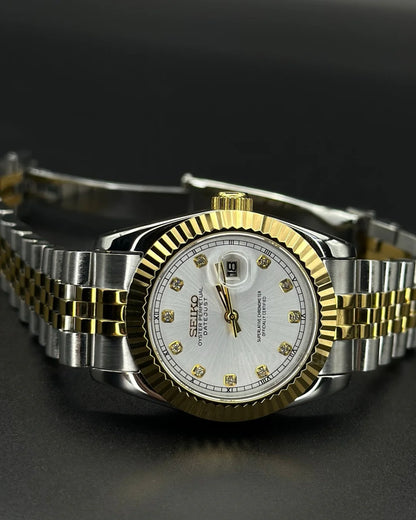 Ladyjust "Two-Tone Silver Diamond" - Reloj personalizado con cristal de zafiro y acero inoxidable 316L | XP Watch Co.