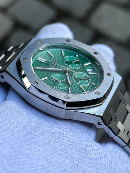 ROAK Chronograph "Emerald Green" - Reloj personalizado con cronógrafo VK63 y cristal de zafiro | XP Watch Co.