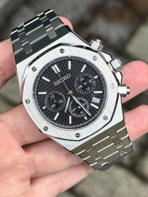 ROAK Chronograph Black - Reloj personalizado con cristal de zafiro y acero inoxidable 316L | XP Watch Co.
