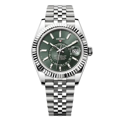 Sky-Dweller "Verde oliva" - Reloj personalizado con cristal de zafiro y acero inoxidable 316L | XP Watch Co.