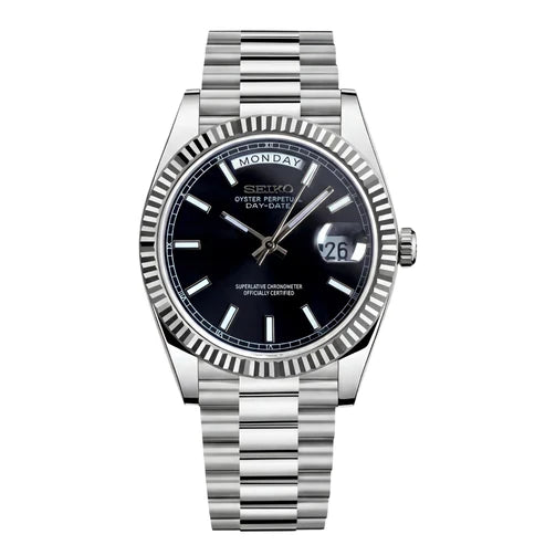 DD-President "Black" - Reloj personalizado con acero inoxidable 316L y cristal de zafiro | XP Watch Co.