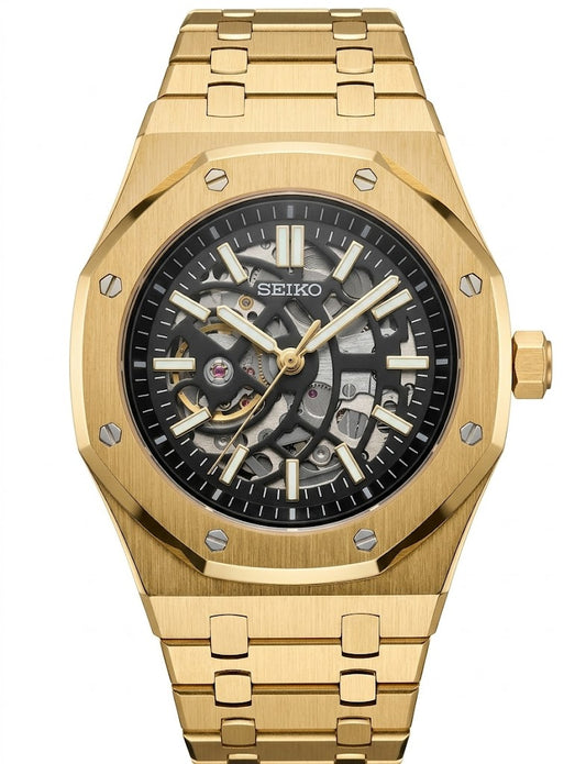 Reloj Automático XP Mod XP Mod ROAK "Skeleton Gold" con movimiento NH70 automático y cristal zafiro | XP Watch Co.